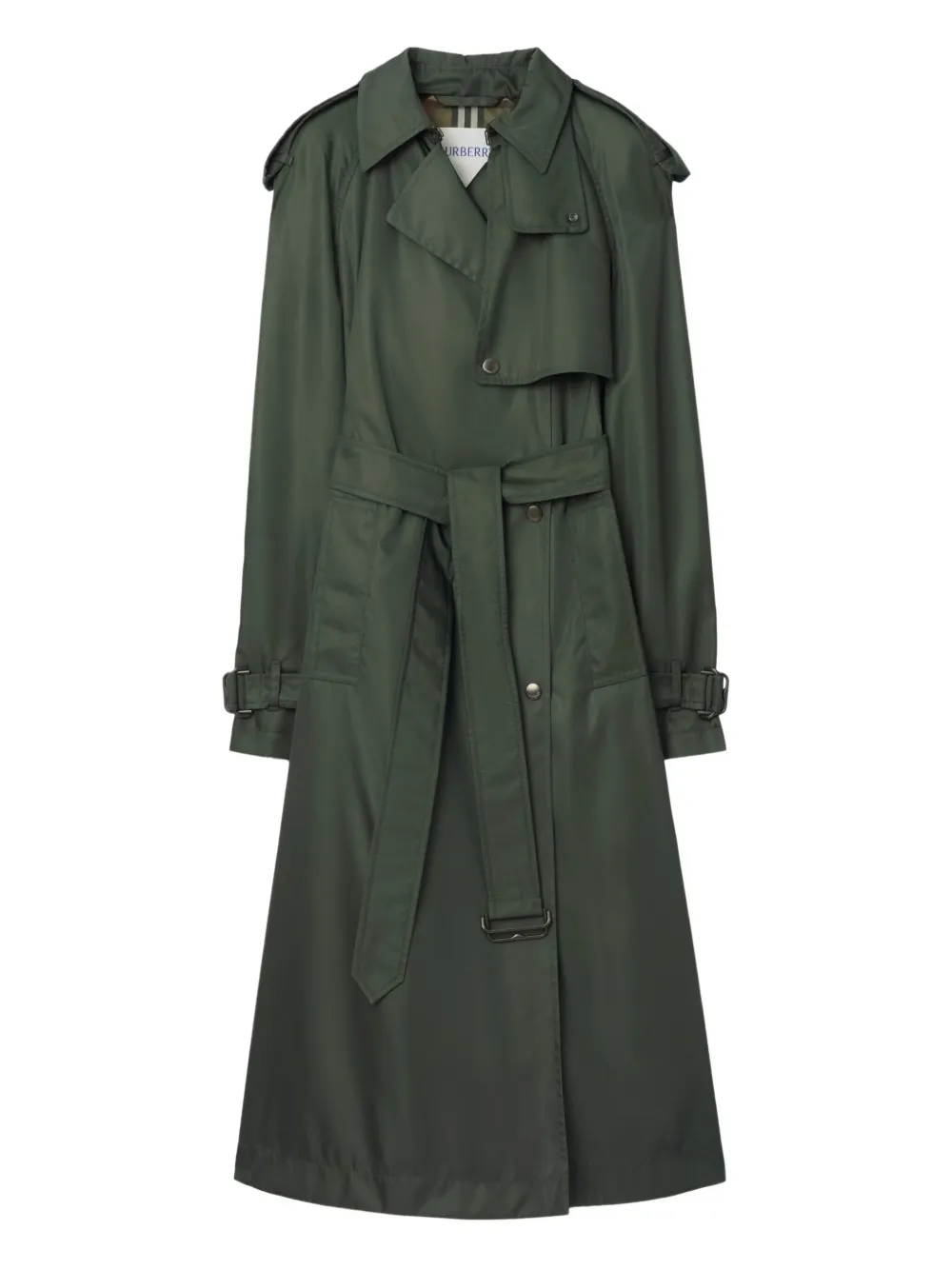 Burberry Trench in nylon con cappuccio e cintura - Verde