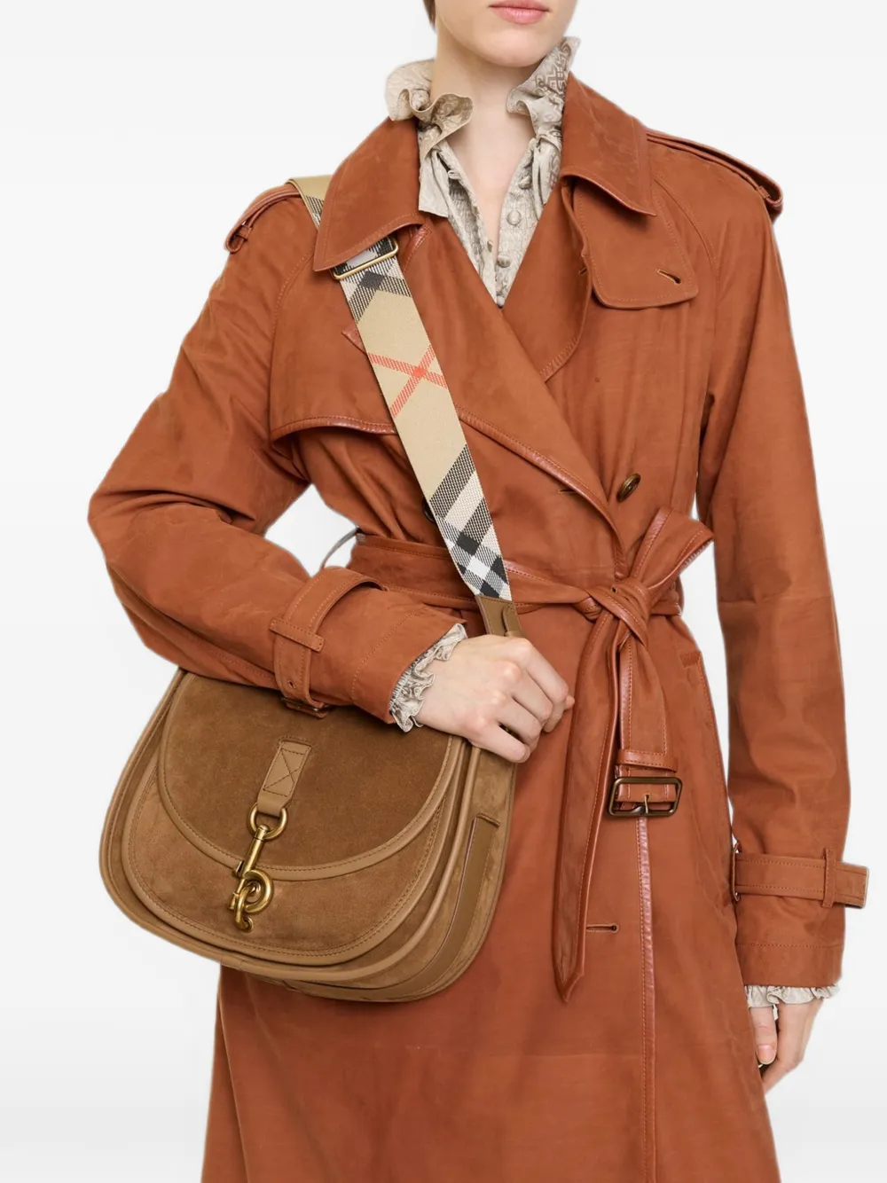 Burberry Kleine crossbodytas met B-clip Bruin