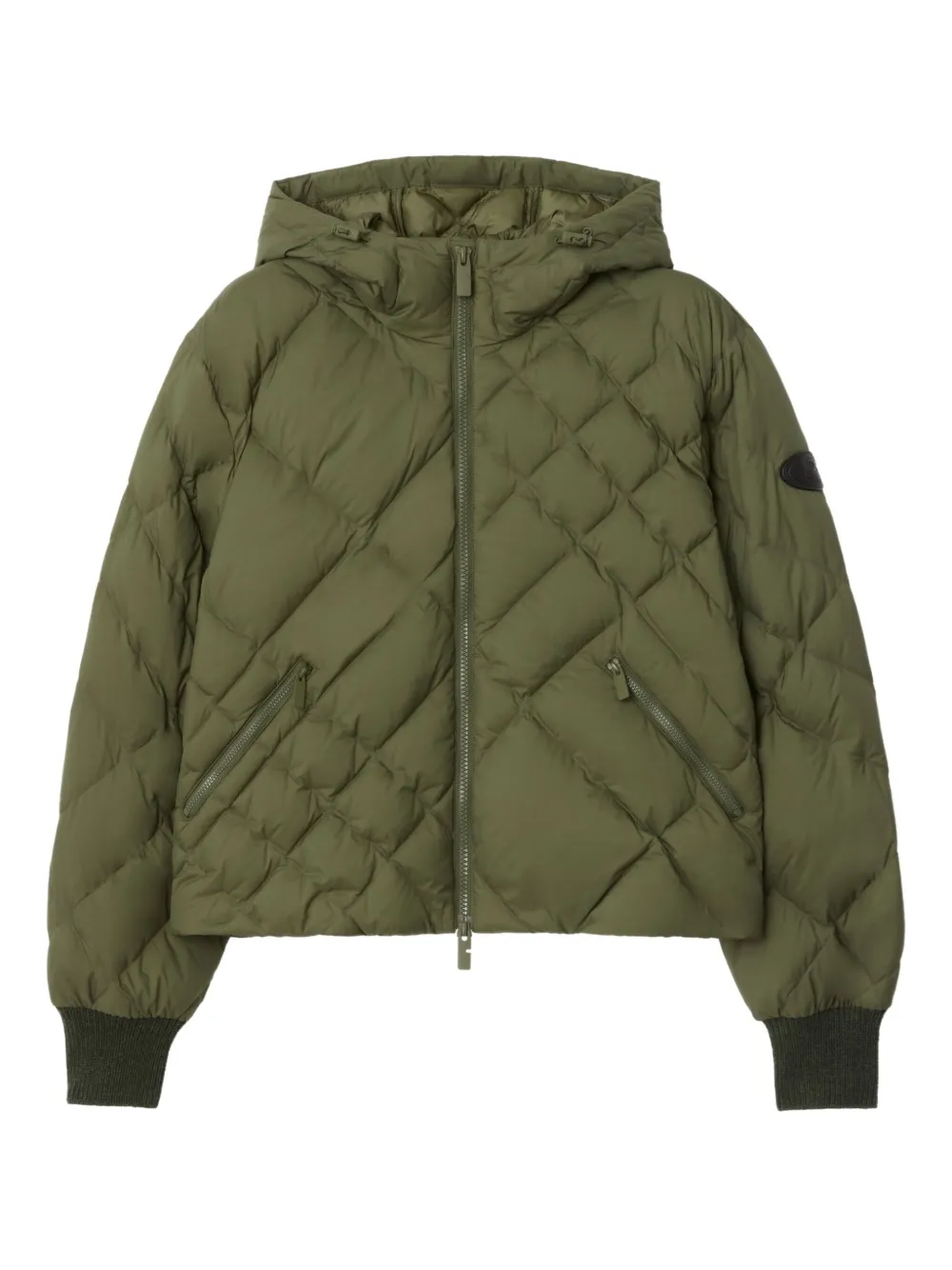 Burberry Delley check-stitch hooded puffer jacket - Grün