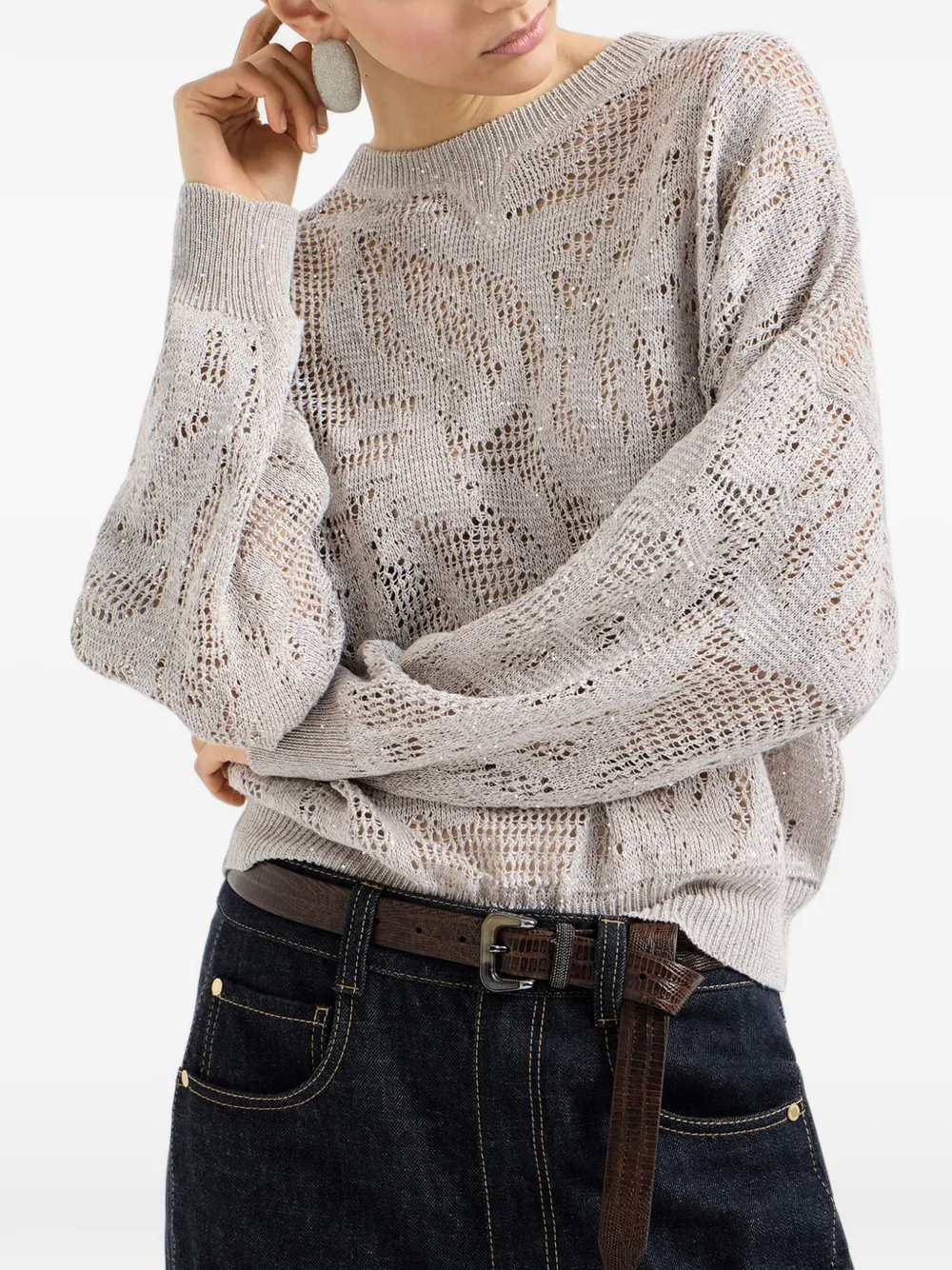 Brunello Cucinelli Opengebreide trui Beige