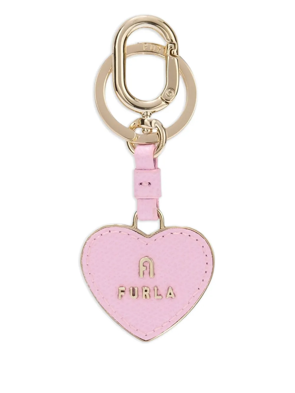Furla Camelia Heart Logo Keyring In Pink