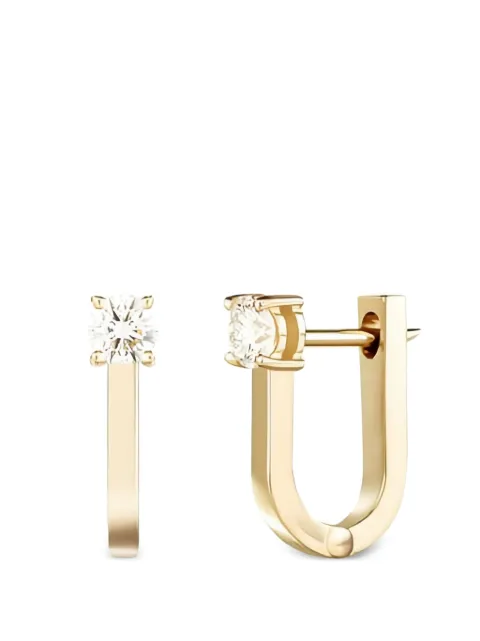 Melissa Kaye aretes Aria U en oro amarillo de 18kt con diamante