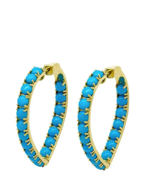 Goshwara 18K Yellow Gold heart turquoise earrings