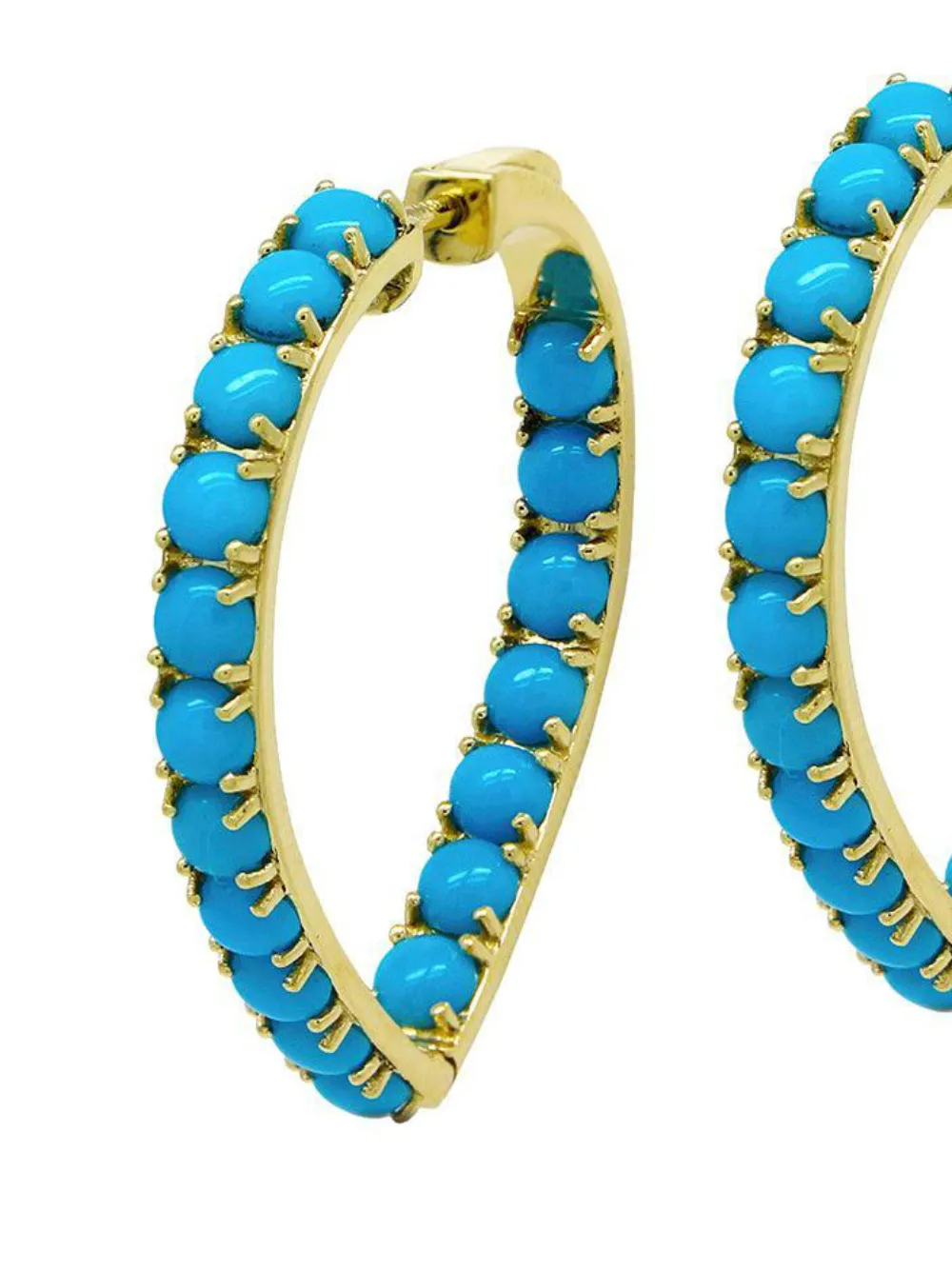 18k Yellow Gold Heart Turquoise Earrings