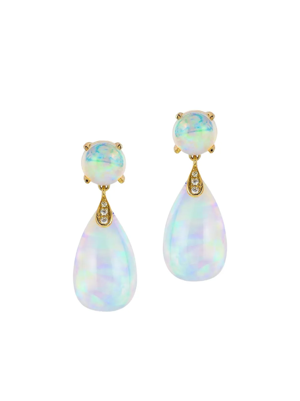 Goshwara 18K yellow gold cabochon and diamond drop earrings - Oro