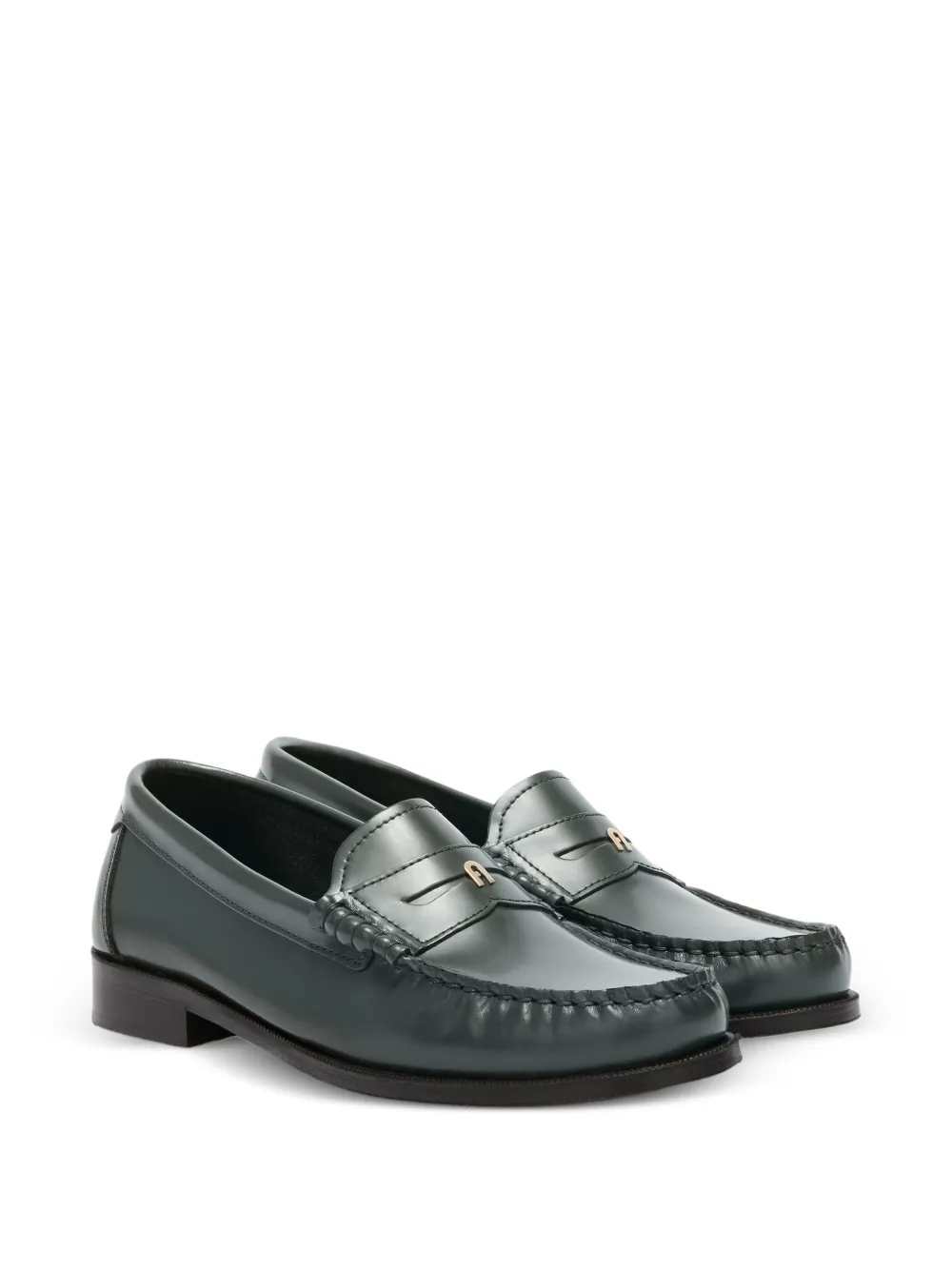 Furla Leren loafers met vierkante neus Groen