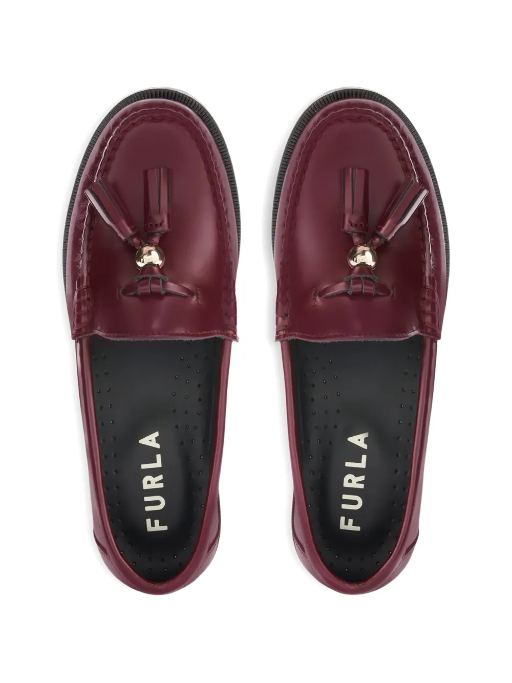 Furla Loafers van geborsteld leer met kwastje Rood
