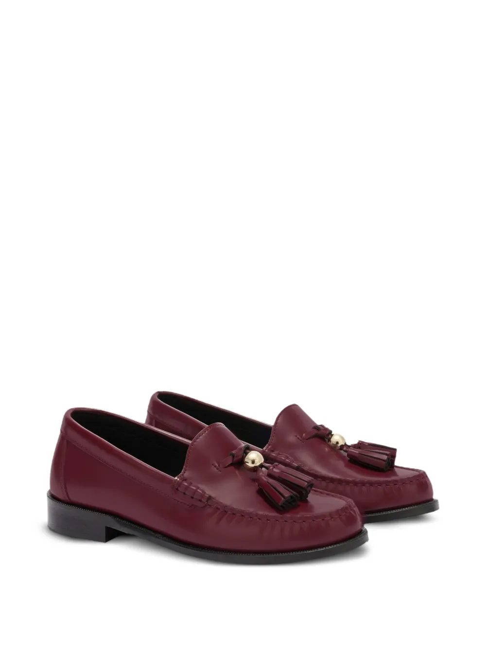  Furla Tassel Brushed Leather Loafers - Red 