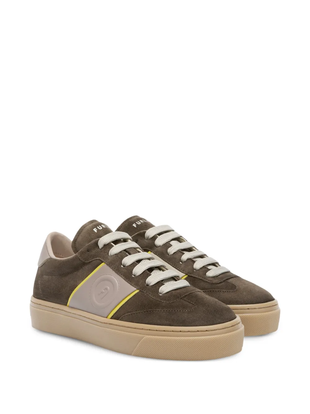 Furla Enjoy sneakers met suède logo Bruin