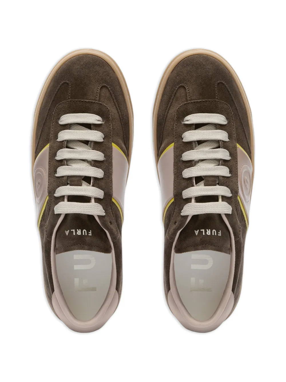 Furla Enjoy sneakers met suède logo Bruin