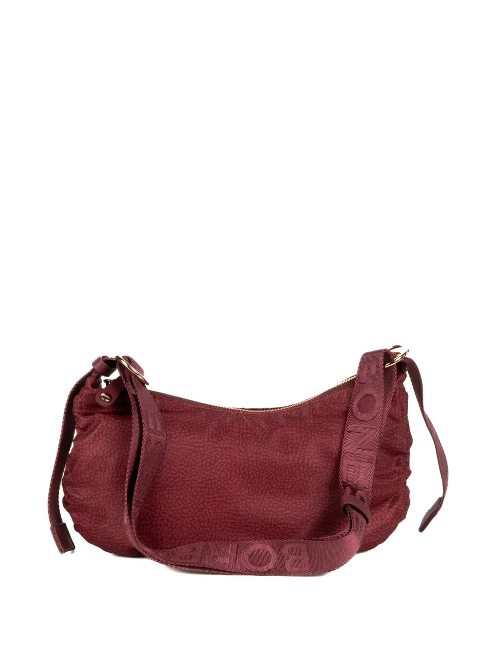 Borbonese Top-zip Logo-plaque Shoulder Bag In Red