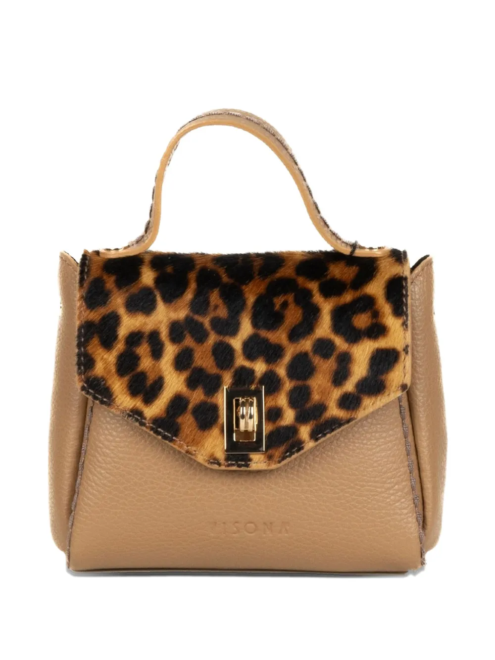 VISONA` pony-print top-handle clutch bag | Neutrals | Image 1