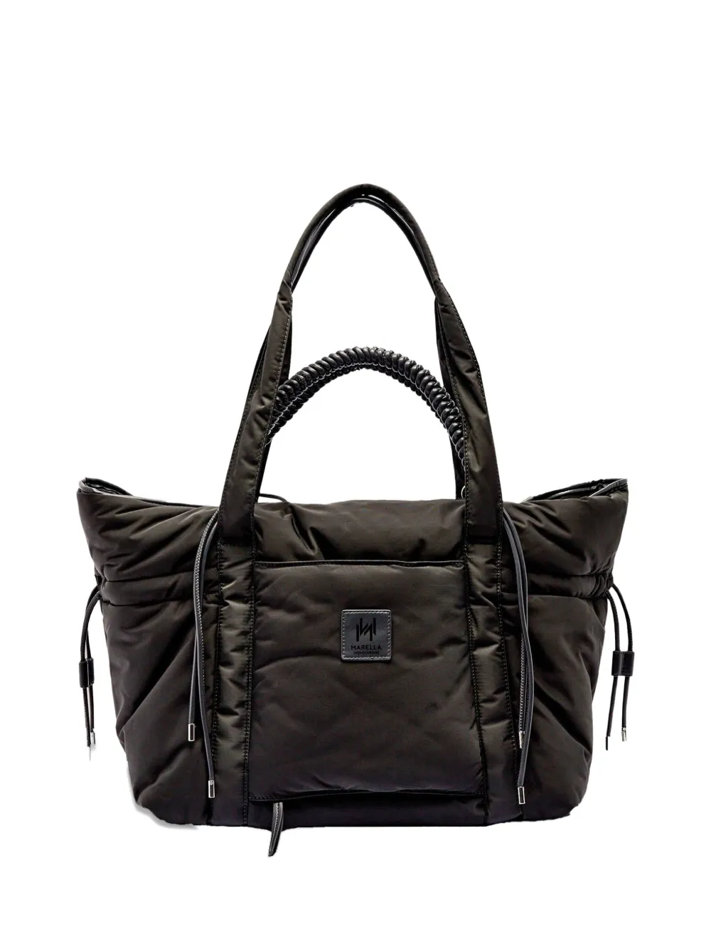 Marella quilted drawstring tote bag - Zwart