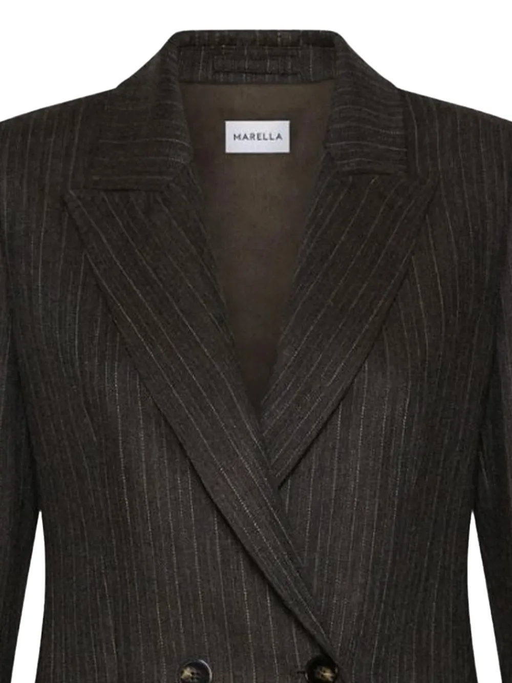 Marella Pinstriped Double-breasted Jacket In Brown