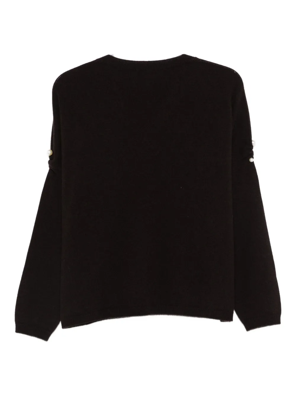 Vanisé Pearl-embellished V-neck Sweater In Brown
