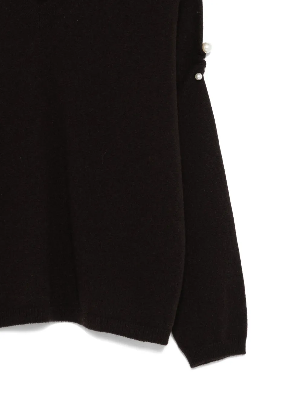 Vanisé Pearl-embellished V-neck Sweater In Brown