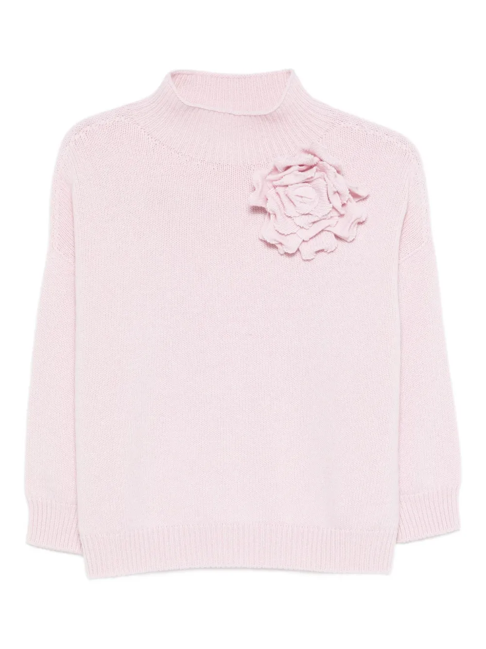 Vanisé Floral Appliqué Sweater In Pink