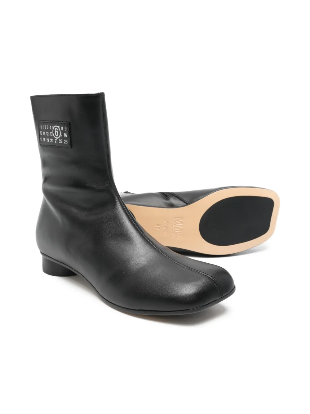 MM6 Maison Margiela Kids leather ankle boots - Zwart