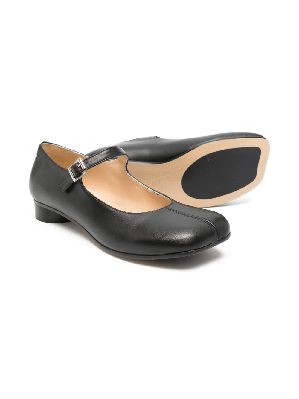 MM6 Maison Margiela Kids buckle strap ballerinas shoes Zwart