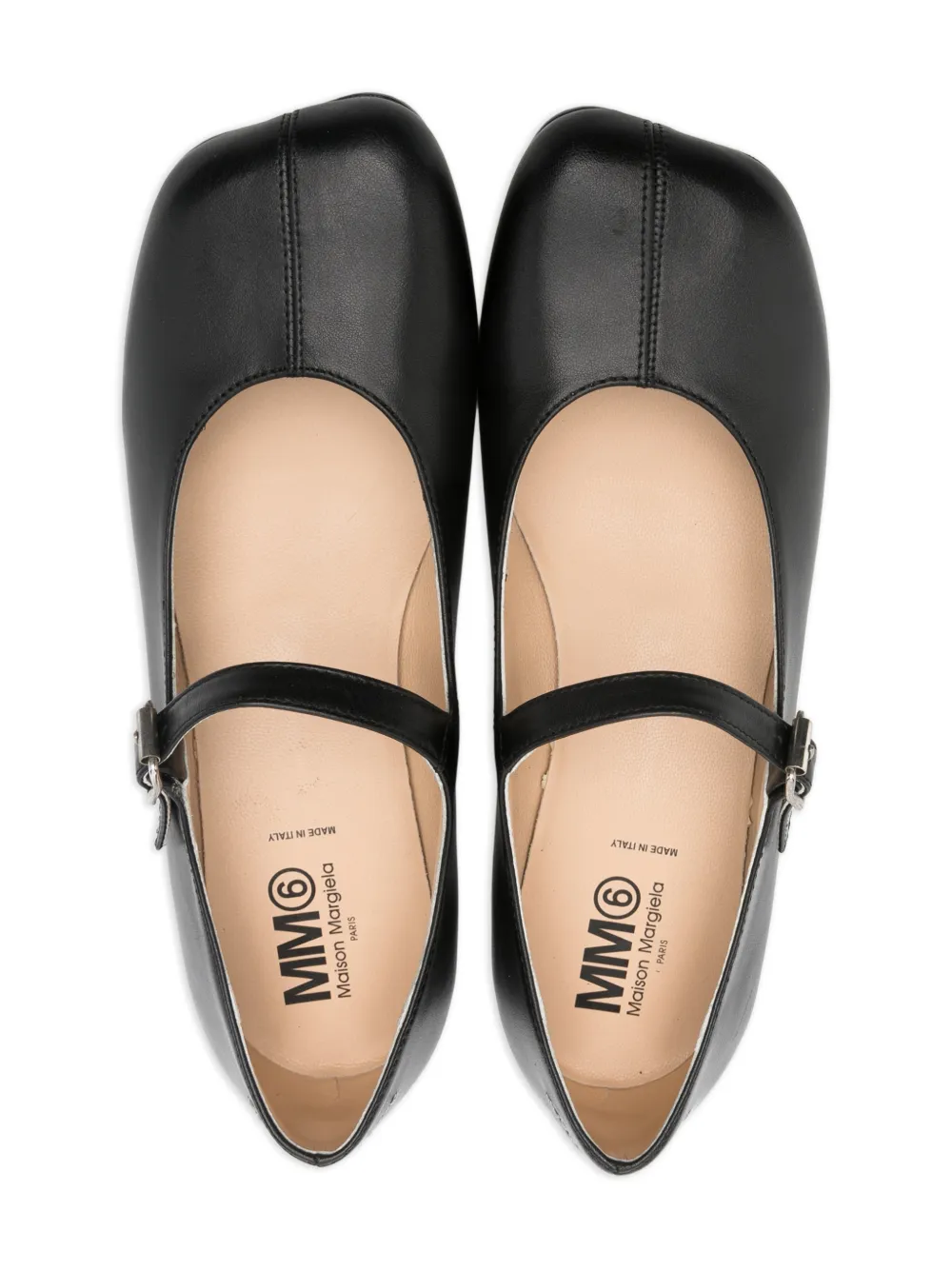 MM6 Maison Margiela Kids buckle strap ballerinas shoes Zwart