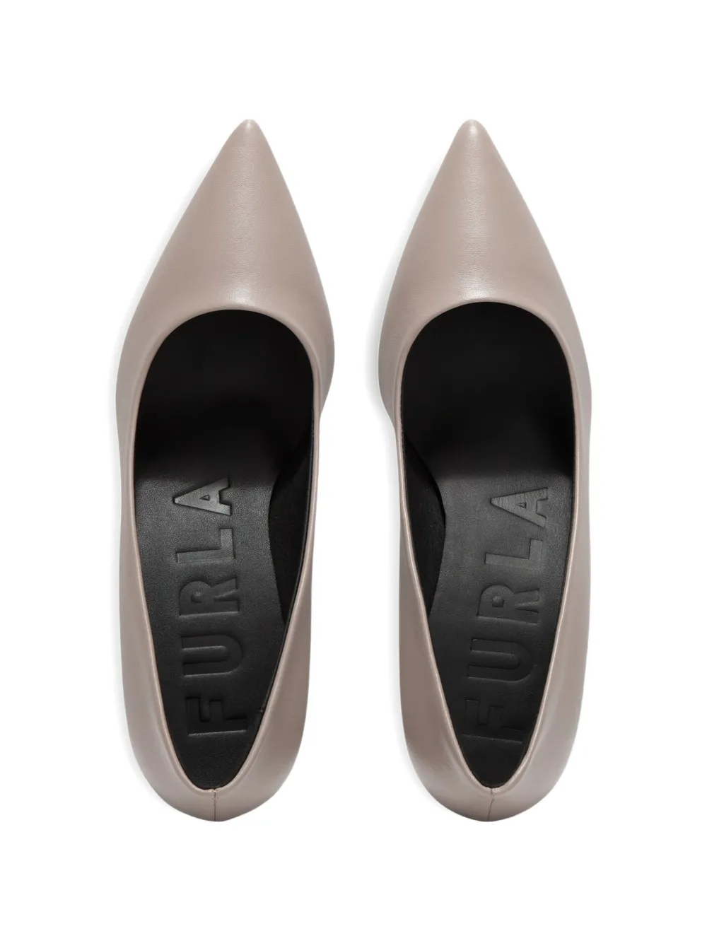 Furla Pumps met puntige neus en logo Beige