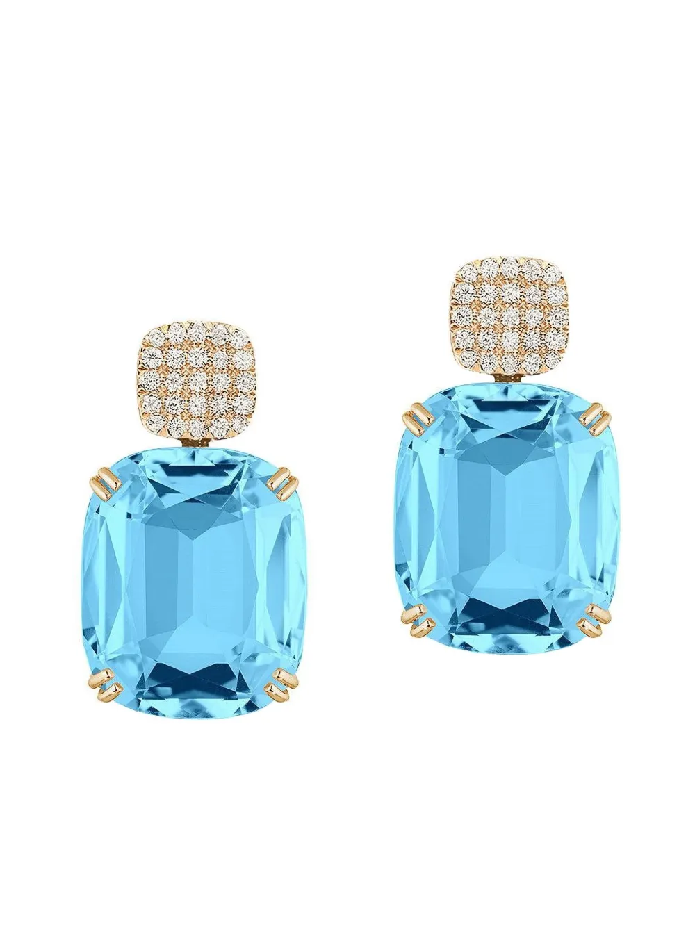 Goshwara Gossip Cushion Cut Drop Earrings In Gold