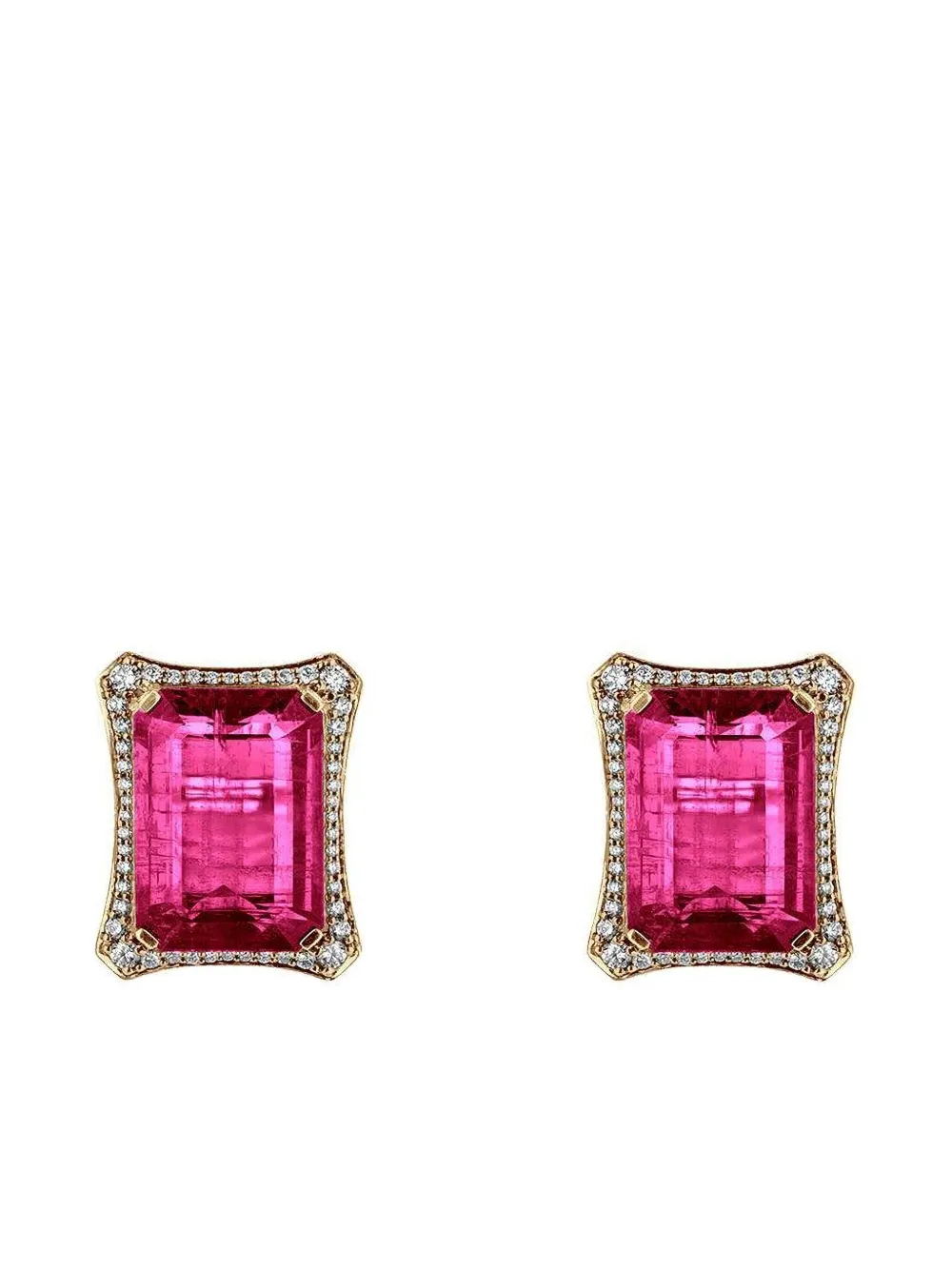 Goshwara 18K yellow gold rubellite diamond stud earrings - Oro