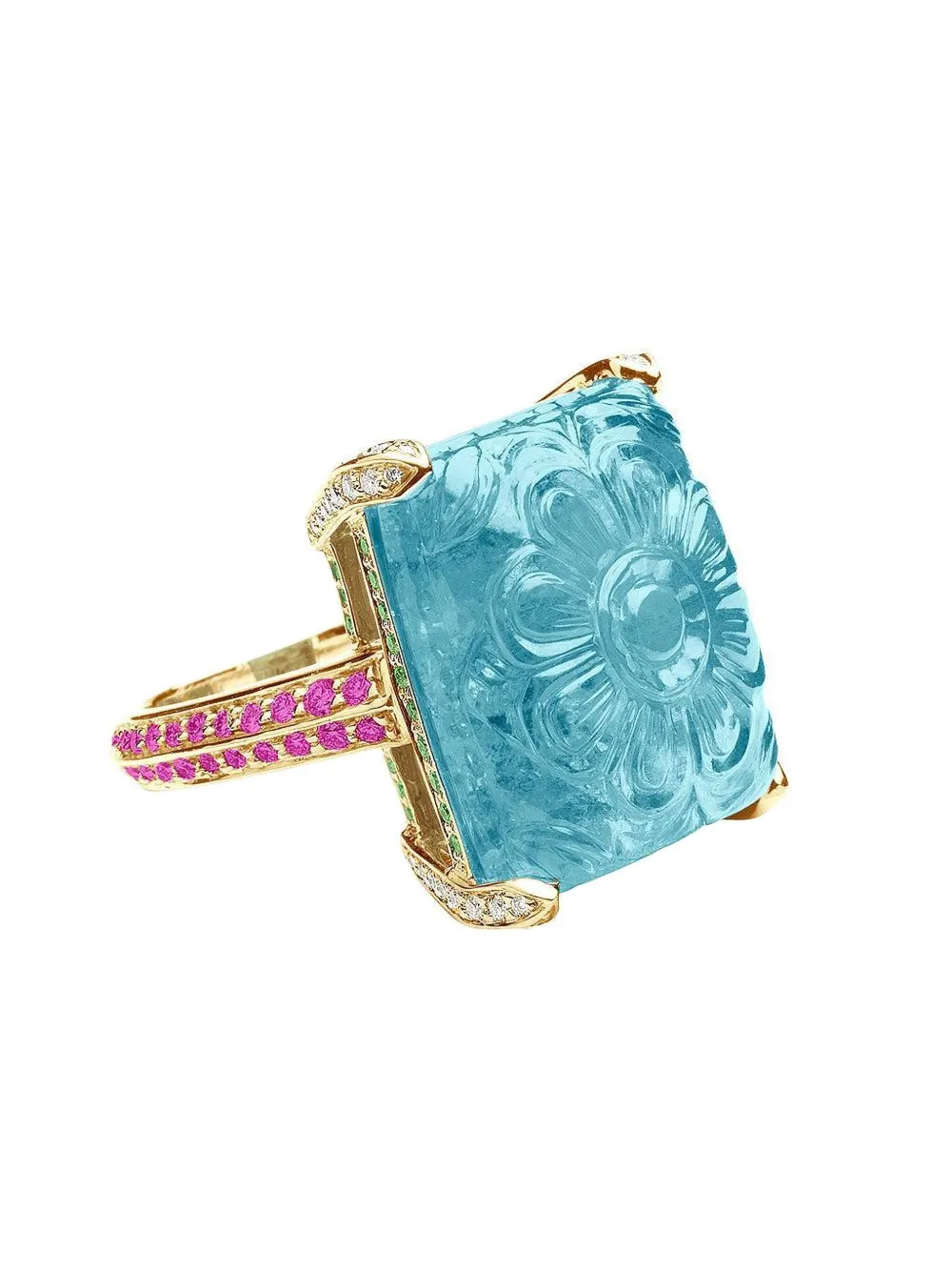 Goshwara 18k Yellow Gold G-one Multi-stone Ring In Gold