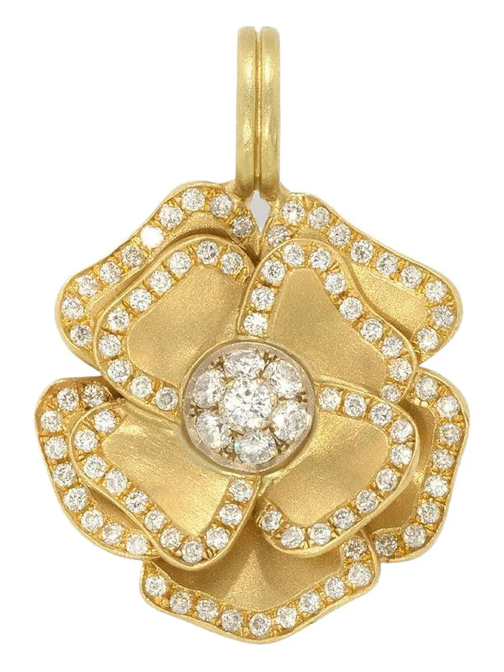 Irene Neuwirth 18k Yellow Gold Flower Diamond Pendant In Brown