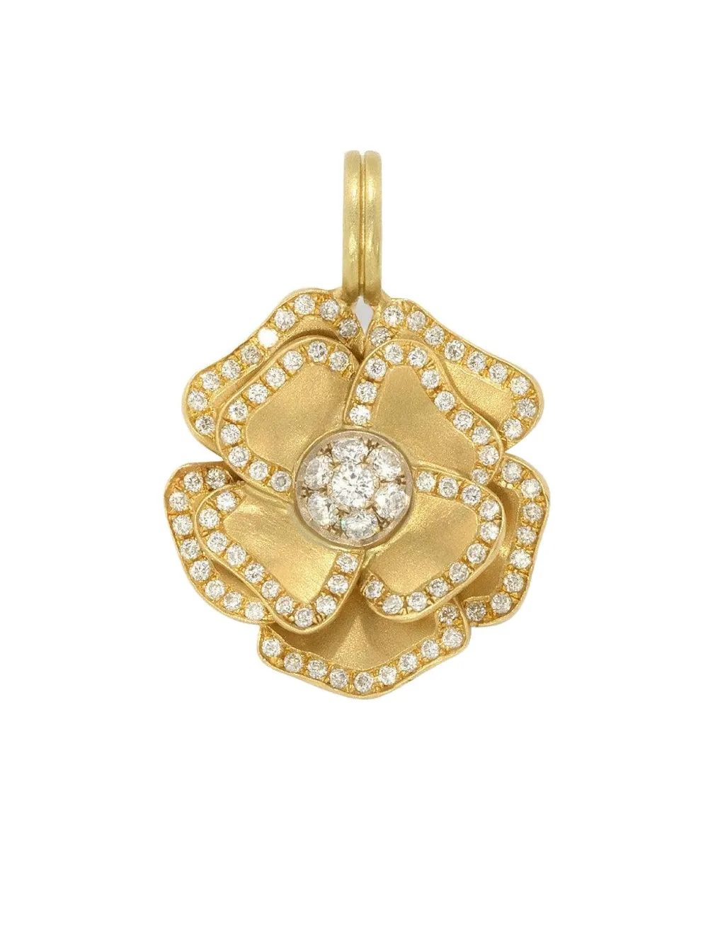 Irene Neuwirth 18k Yellow Gold Flower Diamond Pendant In Brown
