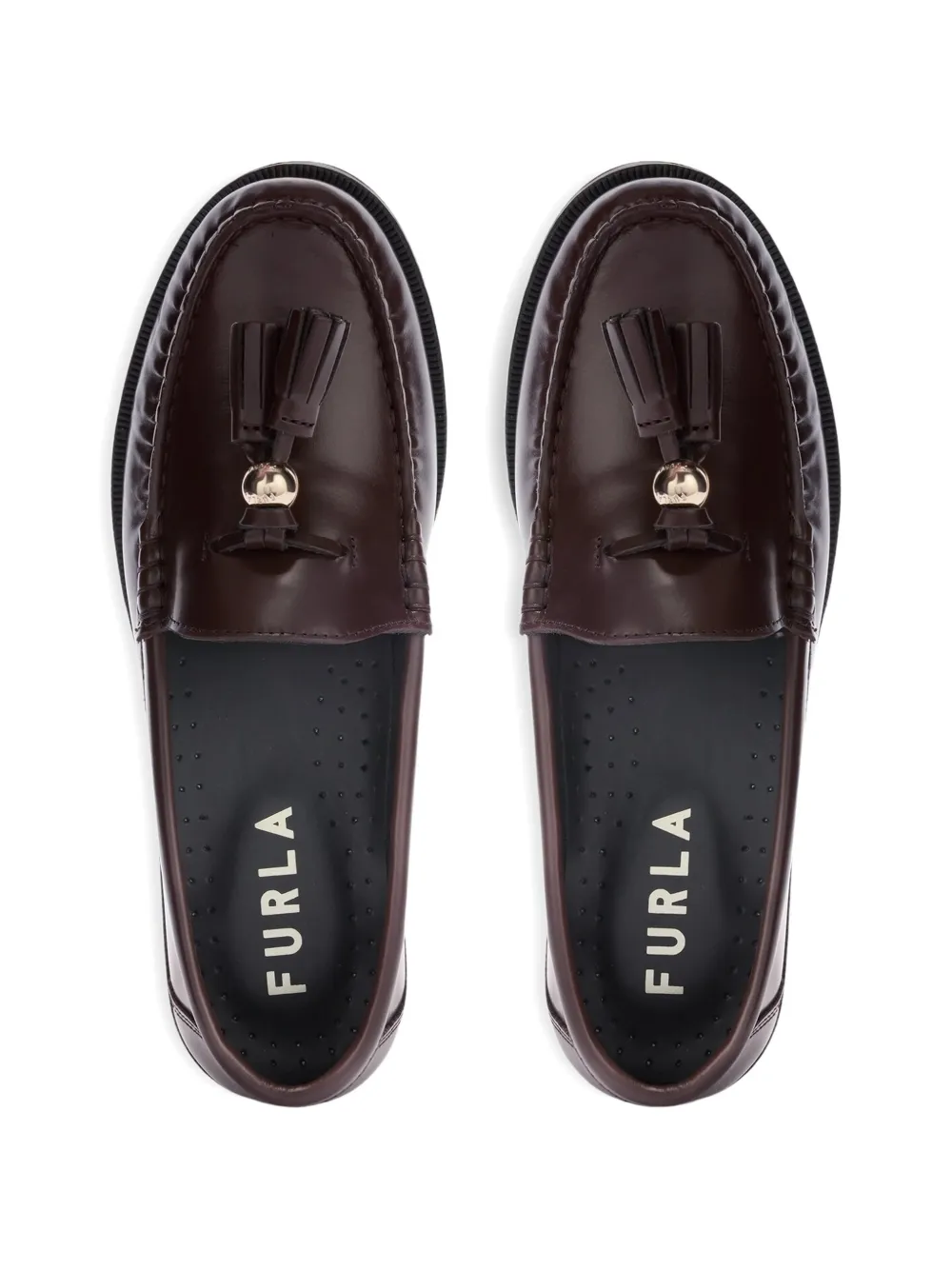 Furla Geborstelde loafers met franje Bruin