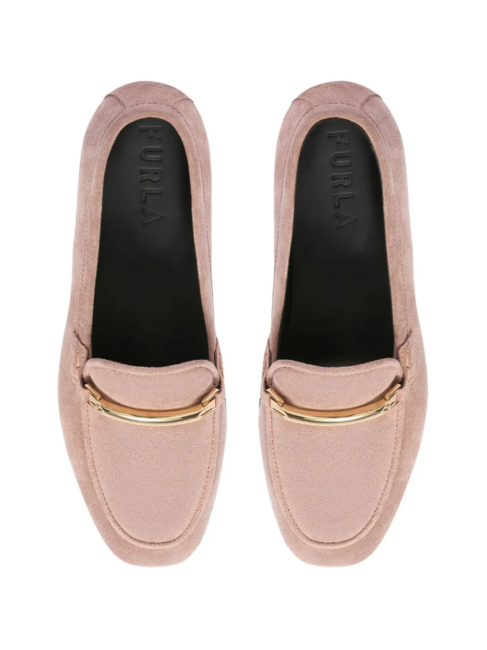 Furla Heritage suede loafers Roze