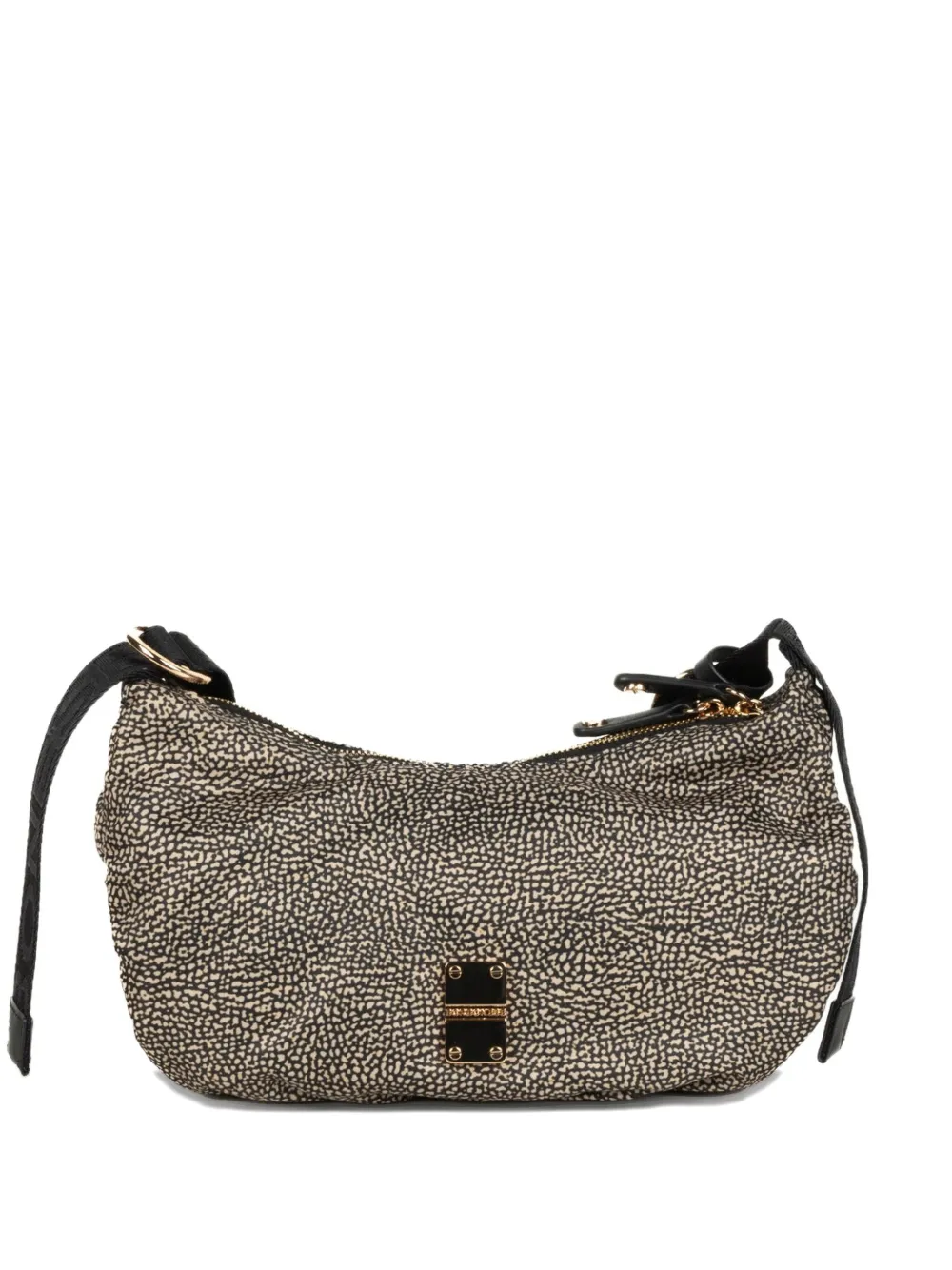Borbonese Schoudertas met logoplakkaat en rits Beige