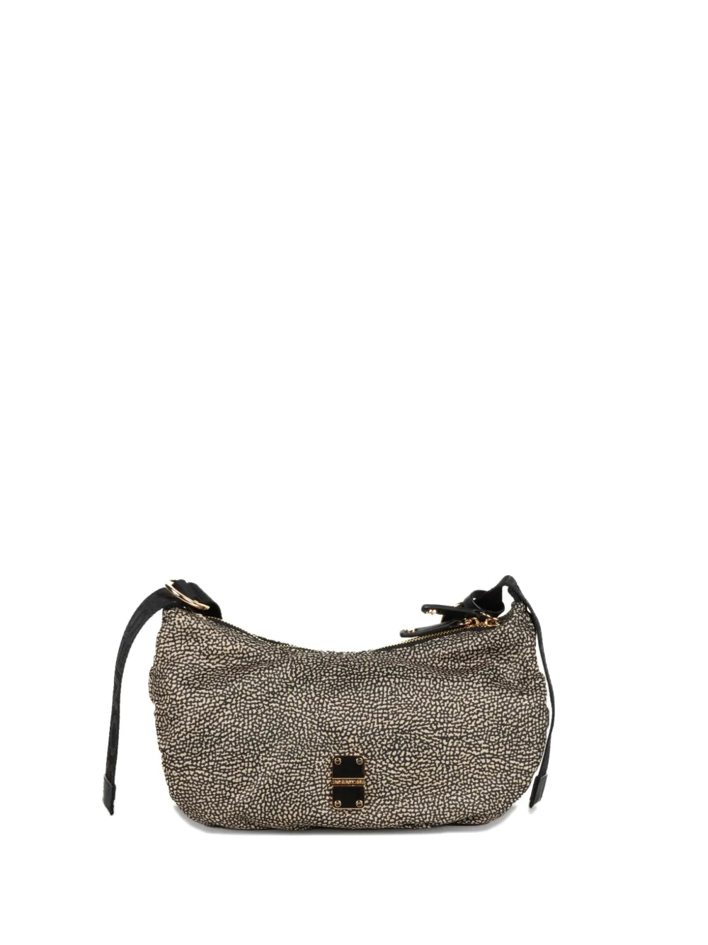 Borbonese top-zip logo-plaque shoulder bag - Beige