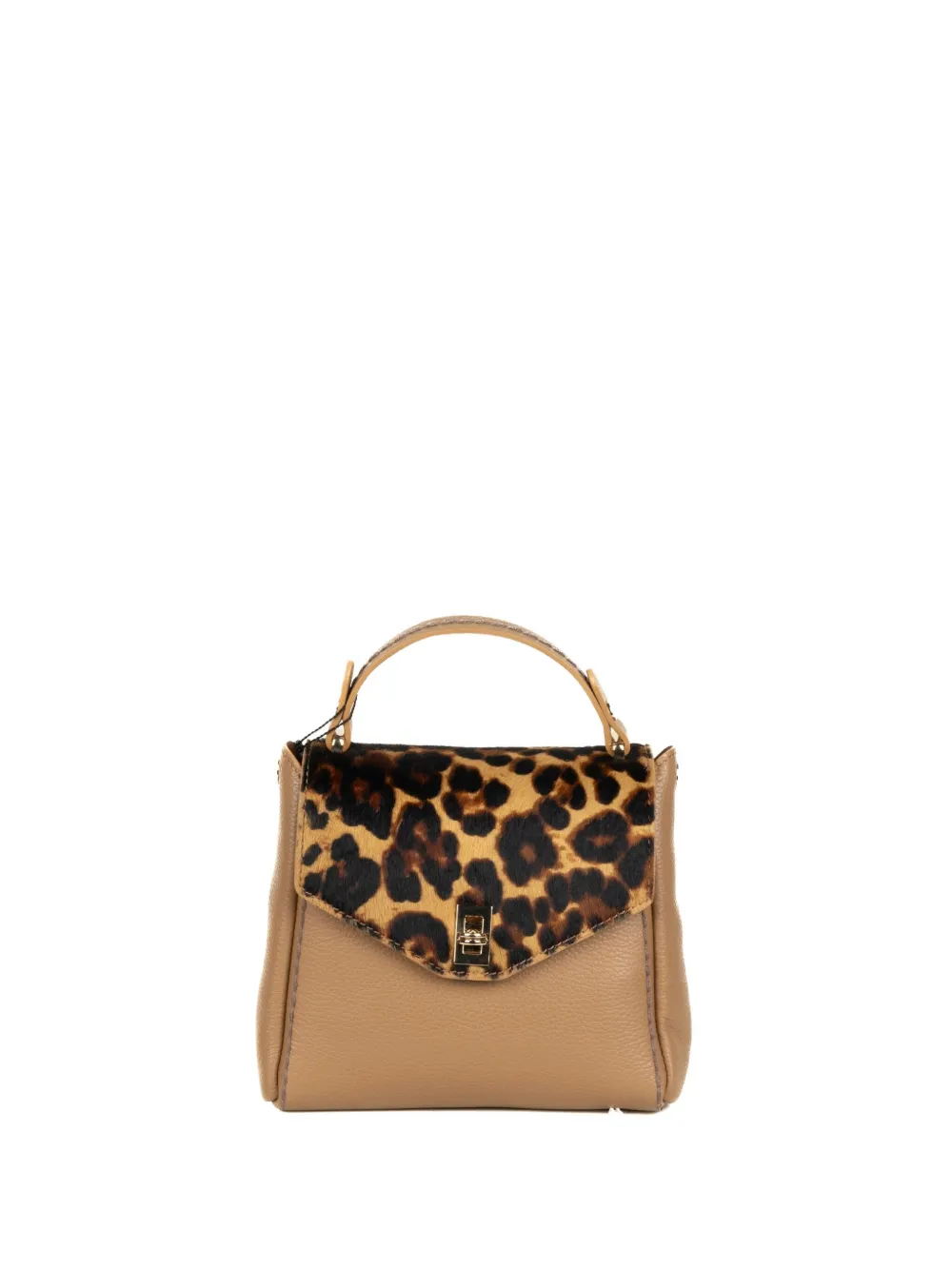 VISONA` animal-print top-handle tote bag - Beige