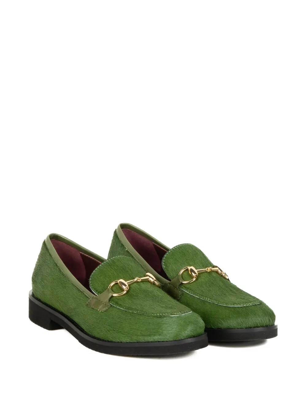 Viola Ricci hair-texture flat loafers - Groen