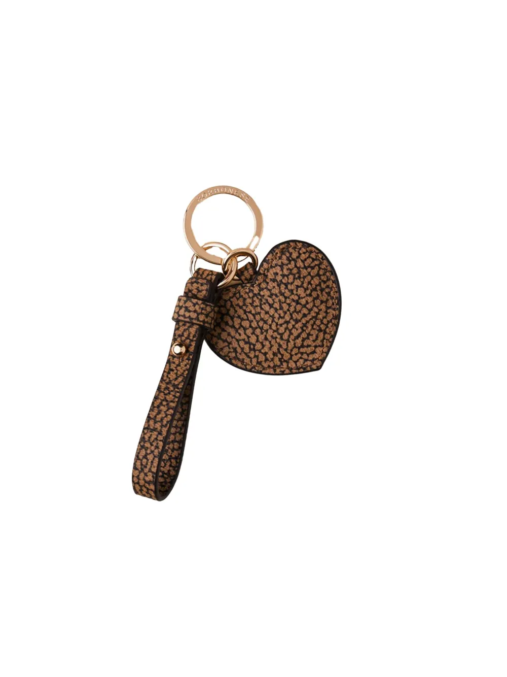 Borbonese Heart-print Keychain In Brown