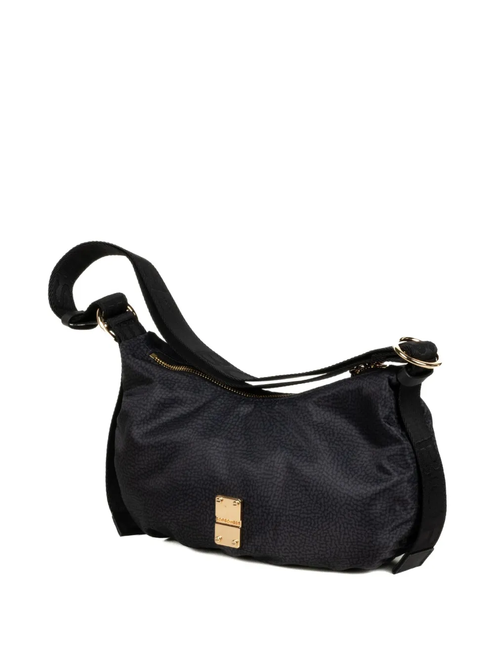 Borbonese Luna Logo-plaque Shouder Bag In Black