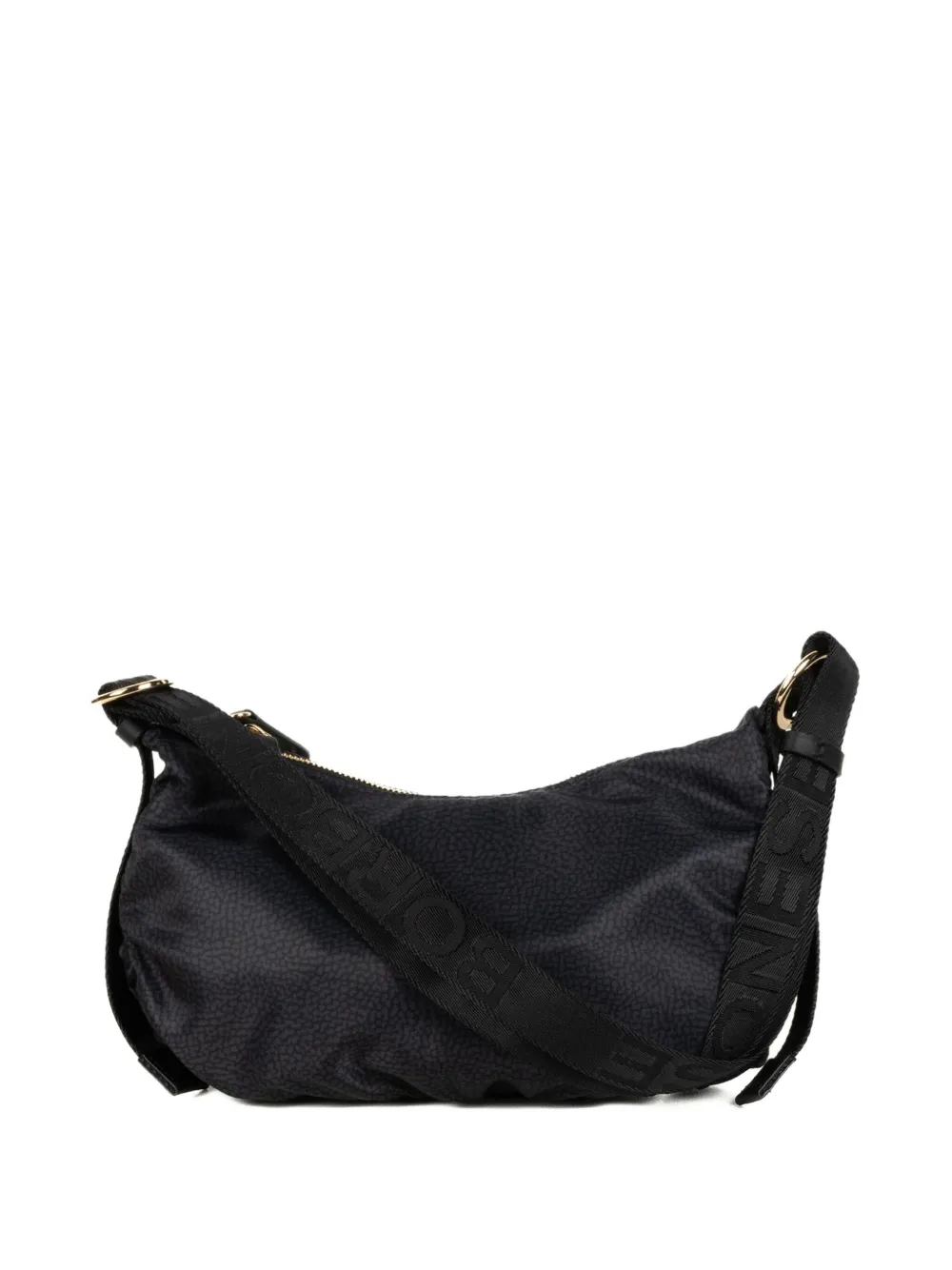 Borbonese Luna Logo-plaque Shouder Bag In Black