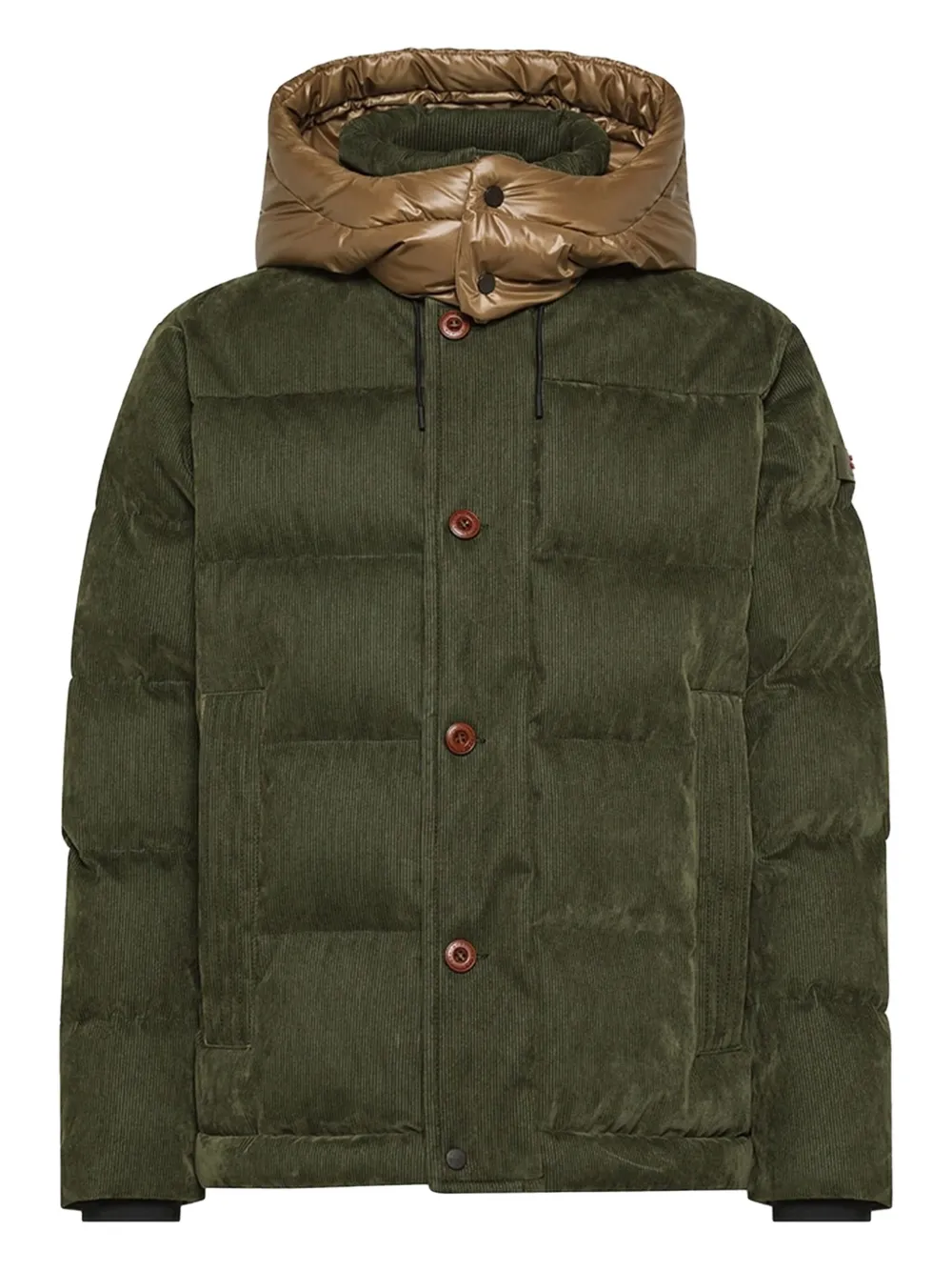 Peuterey Button Corduroy Coat In Green