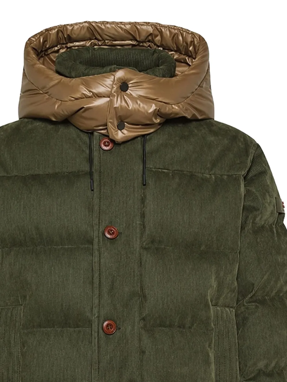 Peuterey Button Corduroy Coat In Green