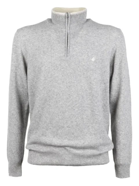BROOKSFIELD logo-embroidered half-zip sweater