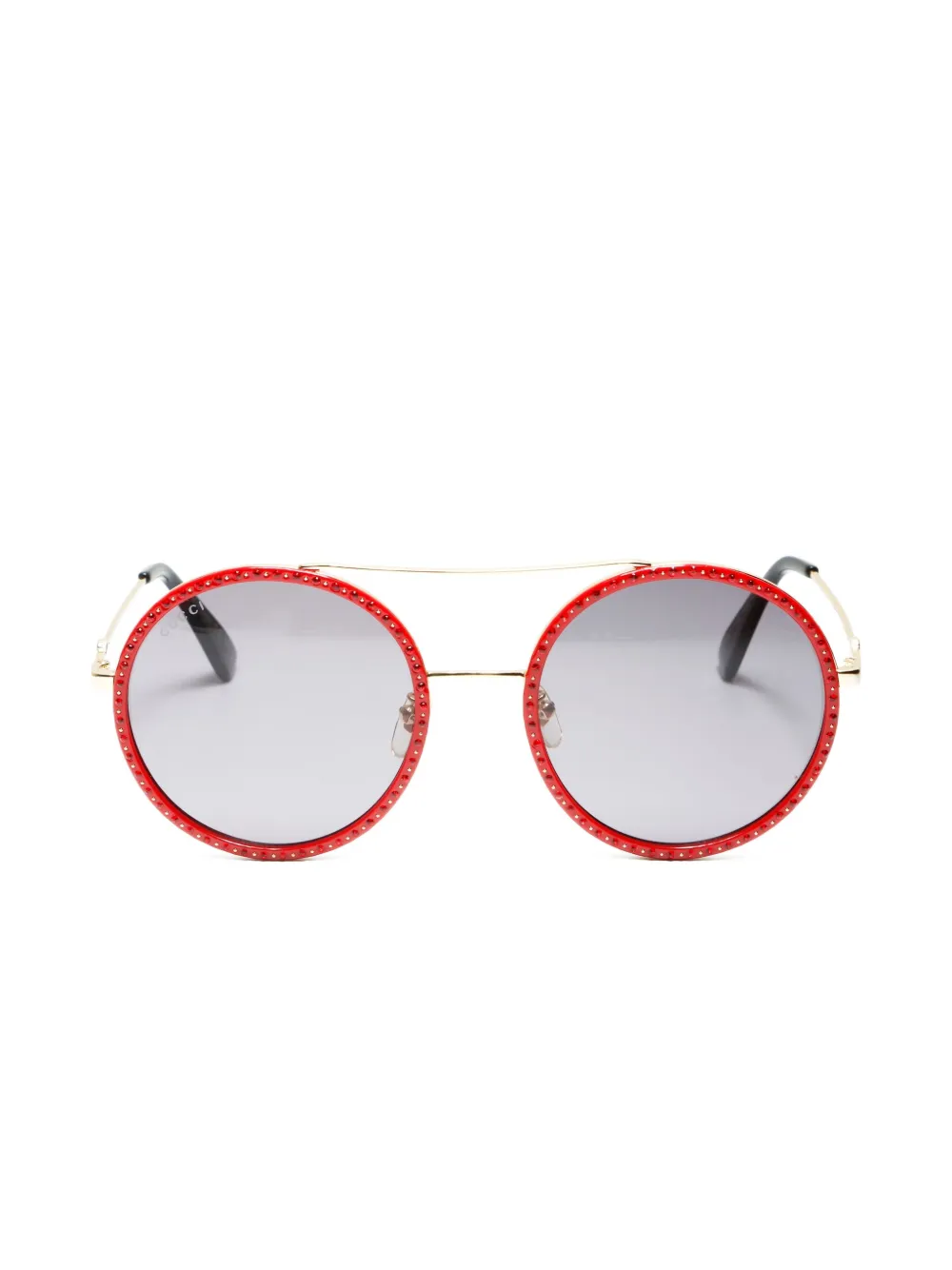 Gucci Pre-Owned 2010s round-frame rhinestone sunglasses | Red | Image 1