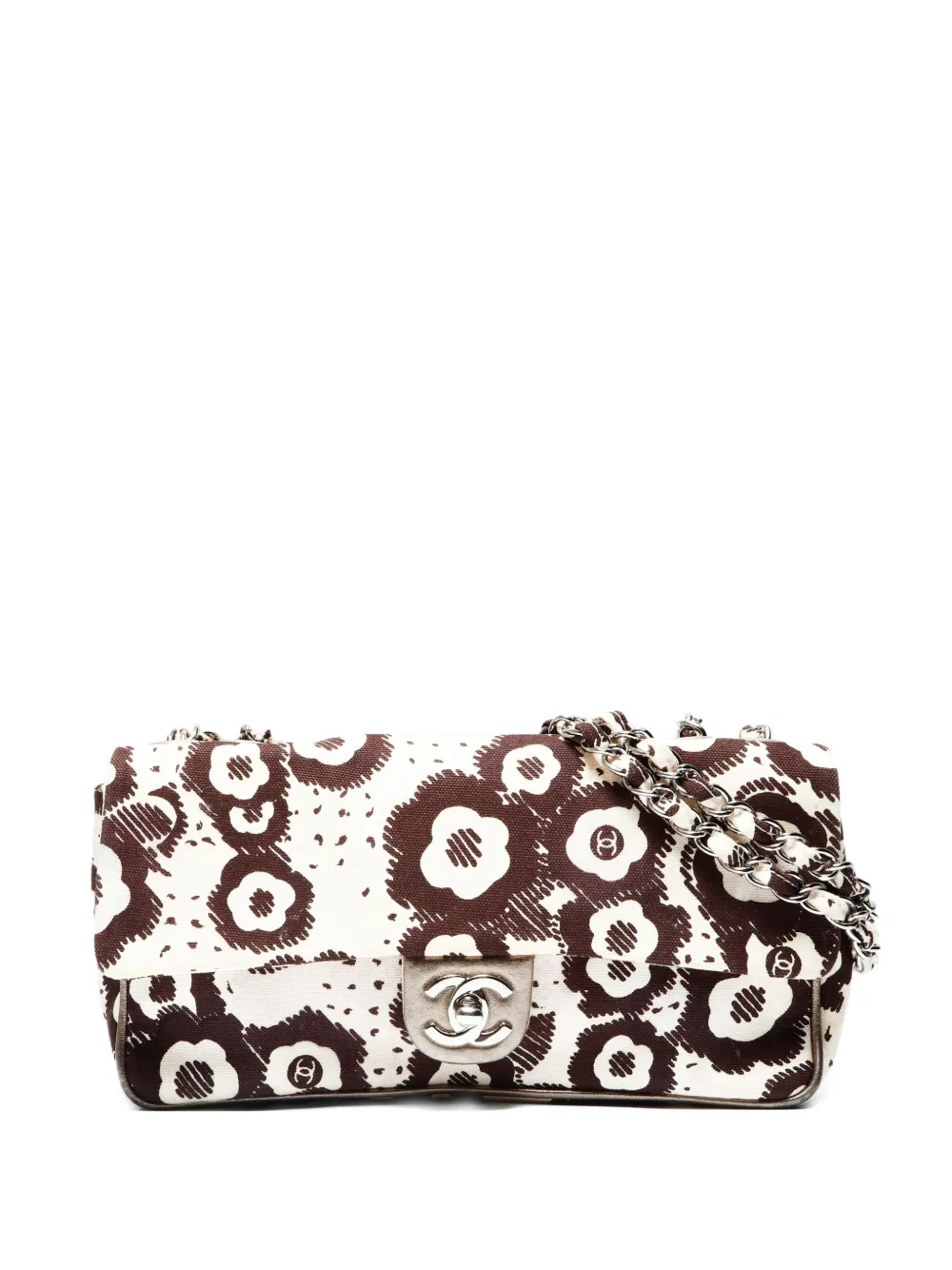 Pre-owned Chanel 2005-2006 Flap Camellia Shoulder Bag In Neutral