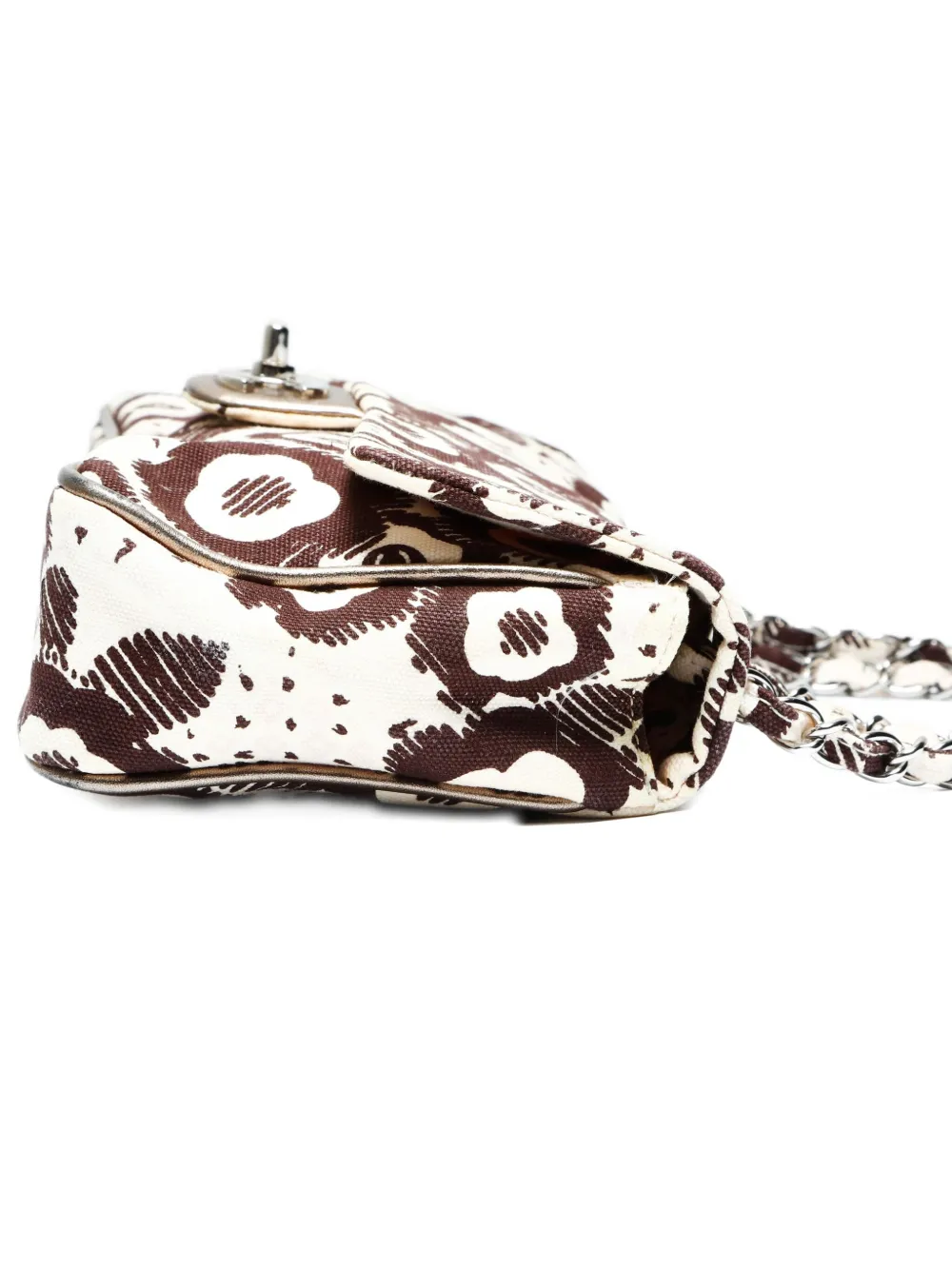 Pre-owned Chanel 2005-2006 Flap Camellia Shoulder Bag In Neutral