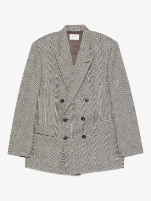 Saint Laurent 더블 브레스티드 체크 재킷
