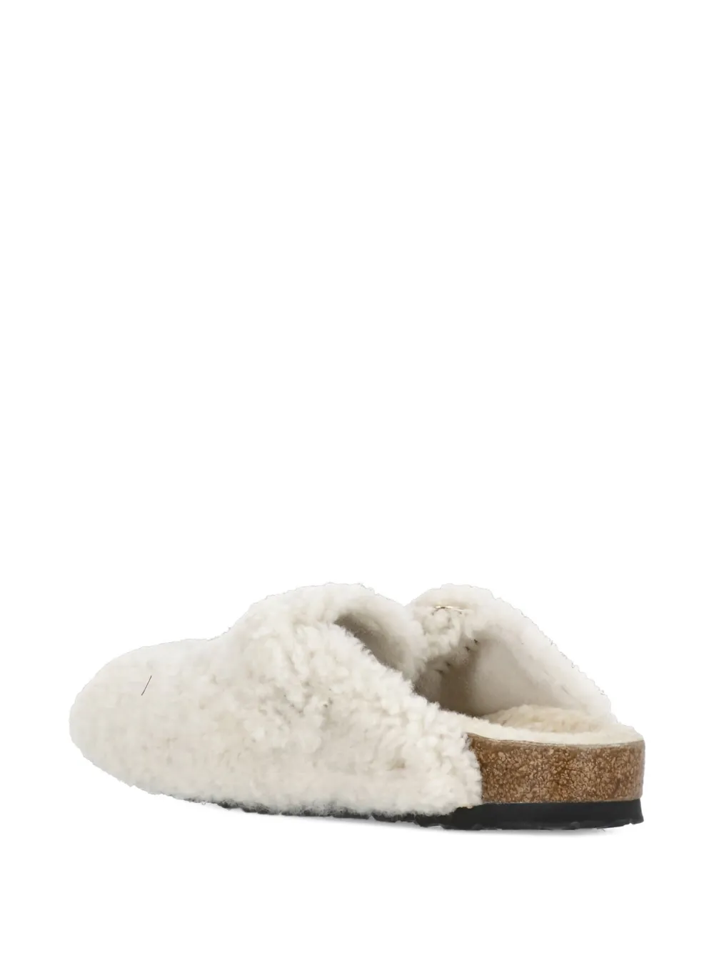 Birkenstock Womens Eggshell Shearling Boston Buckle-embellished Clogs In Neutral