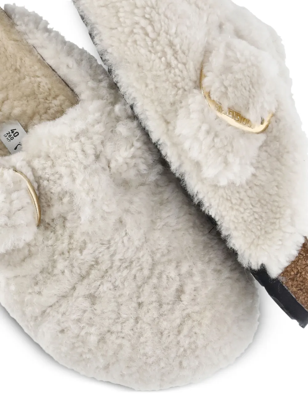 Birkenstock Lammy muiltjes met gesp Beige