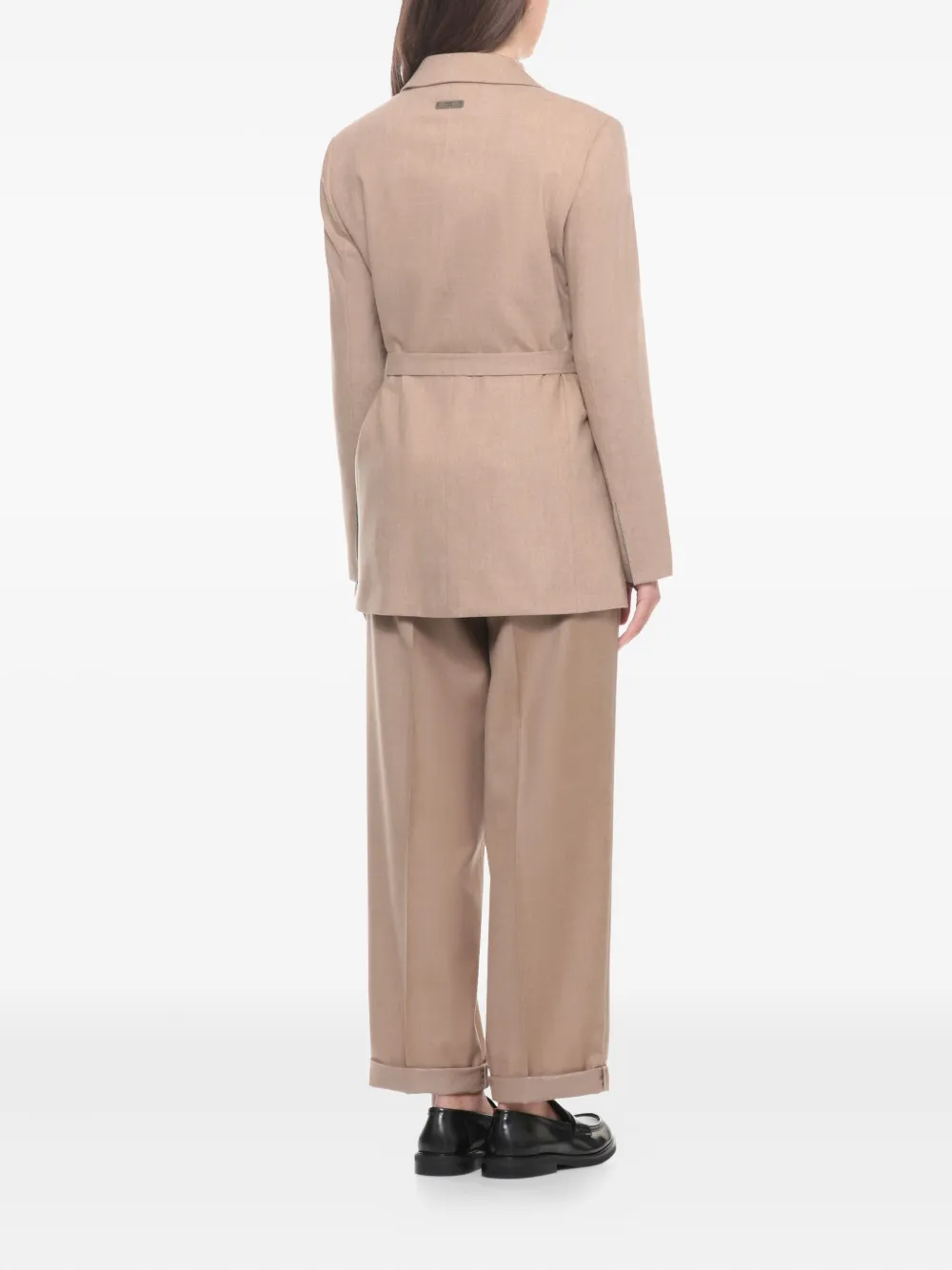 混色效果束腰西装夹克