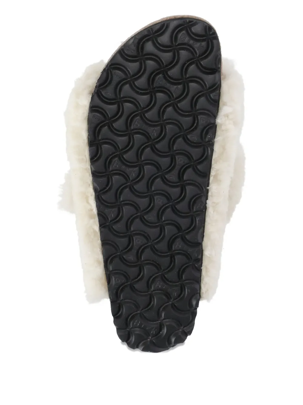 Birkenstock Teddy Fur Arizona Slippers With Gold Buckles In Neutral